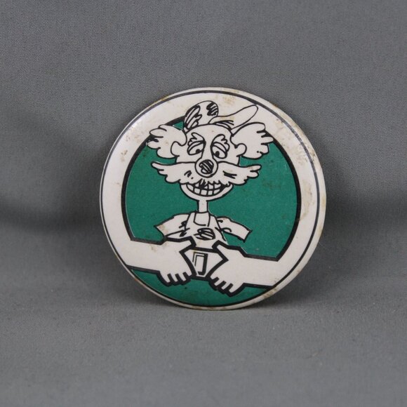 Vintage Cause Pin - Buckle Up for Safety Cartoon Graphic - Celluloid Pin - Picture 3 of 3